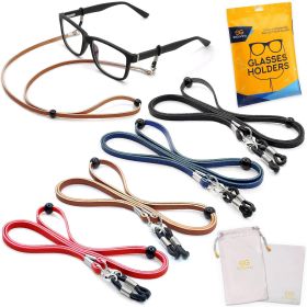 Eyeglasses Holder Strap Cord 4 pcs PREMIUM ECO LEATHER Eyeglasses String Holder Chain Necklace Glasses Cord Lanyard Eyeglass Retainer