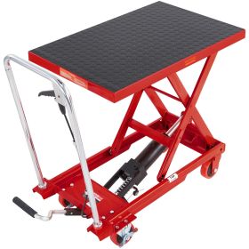 VEVOR Hydraulic Lift Table Cart, 500lbs Capacity 28.5" Lifting Height, Manual Single Scissor Lift Table with 4 Wheels and Non-slip Pad