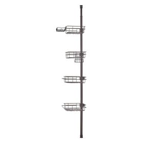 VEVOR Shower Corner Caddy Tension Pole, 42" to 114" High, Multi-Functional Shower Tension Pole with Strong Load-Bearing Tray