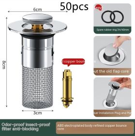 Long Pop-Up Sink Drains Filter Bathroom Press Bounce Basin Plug Stopper Wash Basin Hair Catcher Sink Strainer Kitchen Supplies (Option: A-50PCS)