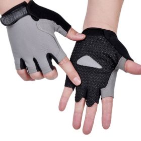 HOT Cycling Anti-slip Anti-sweat Men Women Half Finger Gloves Breathable Anti-shock Sports Gloves Bike Bicycle Glove (Color: Type A--Gray, size: M)