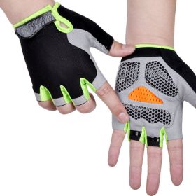 HOT Cycling Anti-slip Anti-sweat Men Women Half Finger Gloves Breathable Anti-shock Sports Gloves Bike Bicycle Glove (Color: Type B--Green, size: XL)