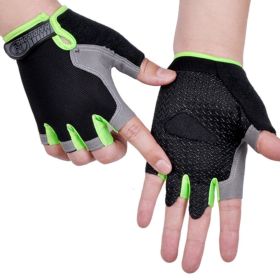 HOT Cycling Anti-slip Anti-sweat Men Women Half Finger Gloves Breathable Anti-shock Sports Gloves Bike Bicycle Glove (Color: Type A--Green, size: XL)
