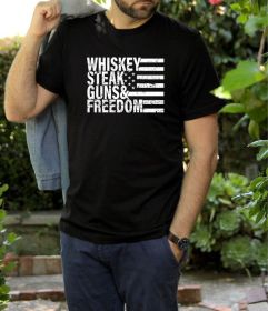 Whiskey Steak Guns & Freedom Tee (Color: Black, size: L)