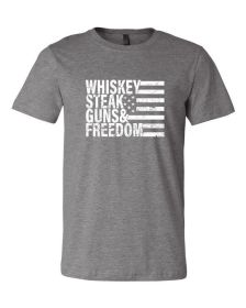 Whiskey Steak Guns & Freedom Tee (Color: Heather Storm, size: L)