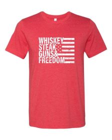 Whiskey Steak Guns & Freedom Tee (Color: Vintage Red, size: XL)