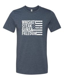 Whiskey Steak Guns & Freedom Tee (Color: Heather Navy, size: M)
