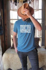 Whiskey Steak Guns & Freedom Tee (Color: Heather Deep Teal, size: M)