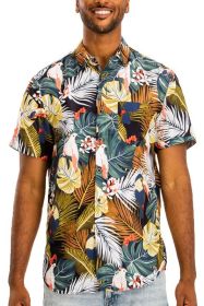 Hawaiian Print Button Down Shirt (Color: MULTI, size: XL)