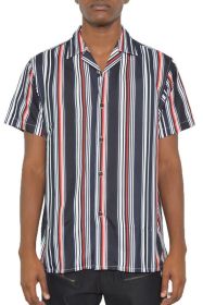 Weiv Short Sleeve Button Down Shirt (Color: BLACK RED, size: S)