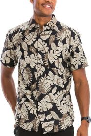 Hawaiian Print Button Down Shirt (Color: MULTI, size: S)