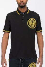 Lion Head Polo Shirt (Color: Black, size: 3XL)