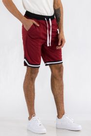 Solid Athletic Basketball Sports Shorts (Color: BURGUNDY, size: 2XL)