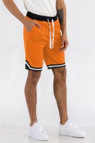 Solid Athletic Basketball Sports Shorts (Color: ORANGE, size: S)