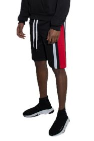 Weiv Mens Color Block Stripe Sweat Shorts (Color: Black, size: 2XL)