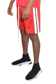 Side Stripe Tape Shorts (Color: Red, size: XL)