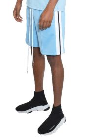 Side Stripe Tape Shorts (Color: LIGHT BLUE, size: 2XL)
