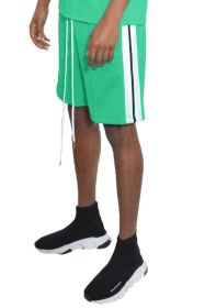 Side Stripe Tape Shorts (Color: JADE, size: 3XL)