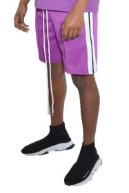 Side Stripe Tape Shorts (Color: Purple, size: 2XL)