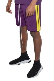 Side Stripe Tape Shorts (Color: DARK PURPLE, size: 2XL)