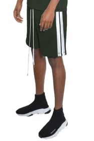 Side Stripe Tape Shorts (Color: OLIVE, size: XL)