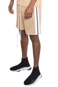Side Stripe Tape Shorts (Color: SAND, size: M)