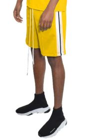 Side Stripe Tape Shorts (Color: Yellow, size: 2XL)