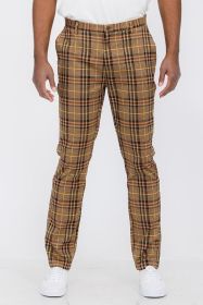 Weiv Mens Plaid Trouser Pants (Color: BROWN, size: 40)