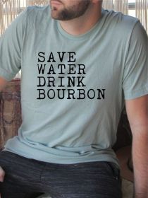 Save Water Drink Bourbon Mens Tee (Color: Prism Dusty Blue, size: M)