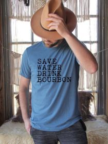 Save Water Drink Bourbon Mens Tee (Color: Heather Deep Teal, size: S)