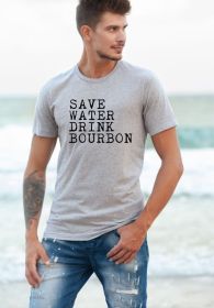 Save Water Drink Bourbon Mens Tee (Color: Oxford Grey, size: S)