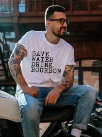 Save Water Drink Bourbon Mens Tee (Color: White, size: S)