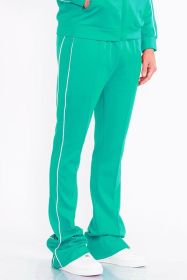Mens Side Pipe Stacked Flare Pants (Color: TEAL, size: L)
