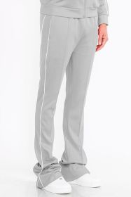 Mens Side Pipe Stacked Flare Pants (Color: Grey, size: L)