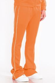 Mens Side Pipe Stacked Flare Pants (Color: ORANGE, size: S)