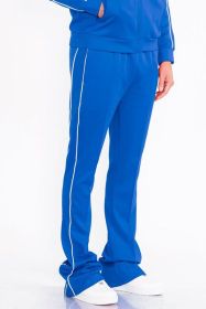 Mens Side Pipe Stacked Flare Pants (Color: ROYAL, size: M)