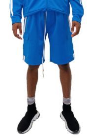 Two Stripe Cargo Pouch Shorts (Color: AQUA WHITE, size: M)