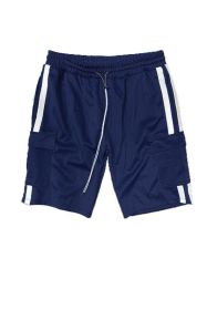Two Stripe Cargo Pouch Shorts (Color: BLACK WHITE, size: 3XL)