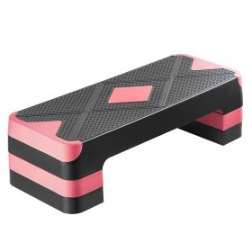 VEVOR Aerobic Exercise Step Platform, 28-Inch Workout Aerobic Stepper, Height Adjustable Fitness Training Step Deck Trainer with 4 Risers (Color: Red)