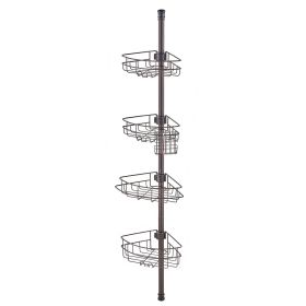 VEVOR Shower Corner Caddy Tension Pole, 56" to 114" High, Multi-Functional Shower Tension Pole with Strong Load-Bearing Tray (Default: Default)