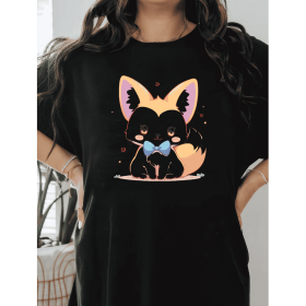 Casual Women's Cotton T-Shirt with Bow Detail - Trendy and Comfortable for Every Season (Style: 59)
