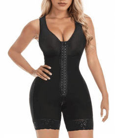 Fajas Colombianas Shapewear for Women Tummy Control Post Surgery Full Body Shaper Butt Lifter with Zipper Crotch skimsbodysuits solleonnewfajascu (Color: Black, size: L)