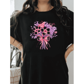 Casual Women's Cotton T-Shirt with Bow Detail - Trendy and Comfortable for Every Season (Style: 198)