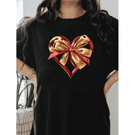 Casual Women's Cotton T-Shirt with Bow Detail - Trendy and Comfortable for Every Season (Style: 190)