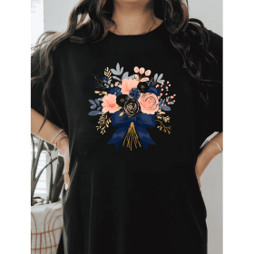 Casual Women's Cotton T-Shirt with Bow Detail - Trendy and Comfortable for Every Season (Style: 192)