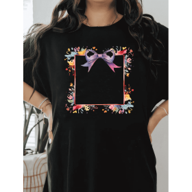 Casual Women's Cotton T-Shirt with Bow Detail - Trendy and Comfortable for Every Season (Style: 279)