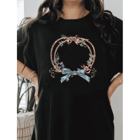 Casual Women's Cotton T-Shirt with Bow Detail - Trendy and Comfortable for Every Season (Style: 186)