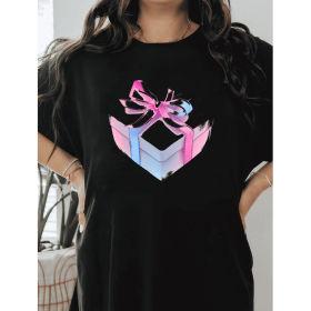 Casual Women's Cotton T-Shirt with Bow Detail - Trendy and Comfortable for Every Season (Style: 184)
