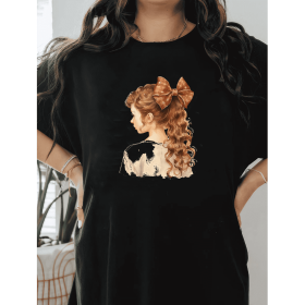Casual Women's Cotton T-Shirt with Bow Detail - Trendy and Comfortable for Every Season (Style: 300)