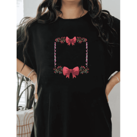 Casual Women's Cotton T-Shirt with Bow Detail - Trendy and Comfortable for Every Season (Style: 262)